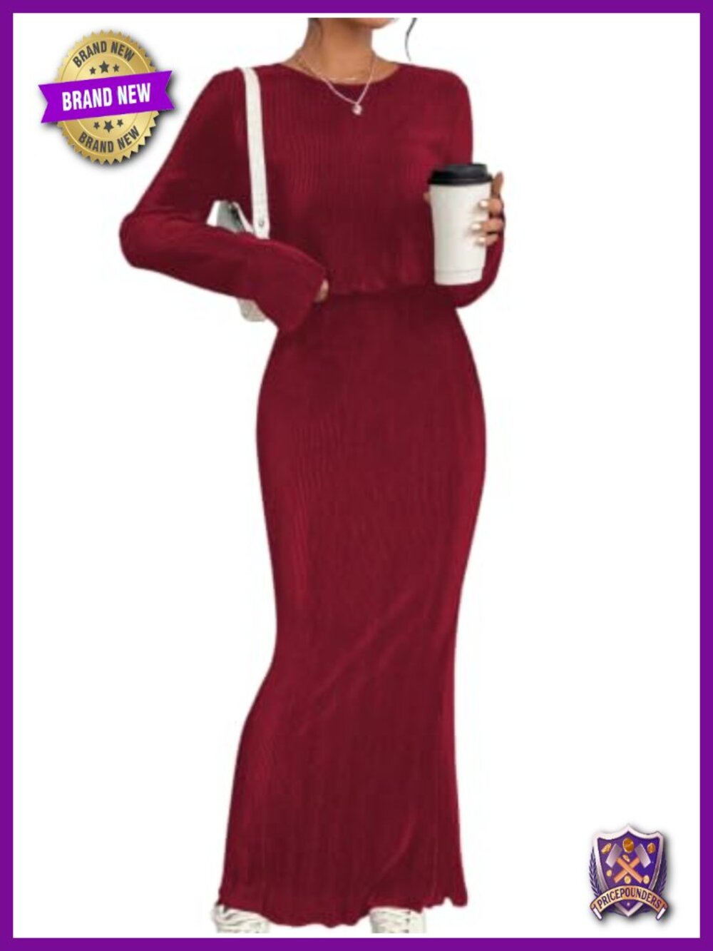 Ribbed Long Sleeve Top and Maxi Skirt Two Piece Set Outfit